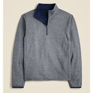 NWOT J. Crew Medium Heather‎ Gravel Navy Performance half-zip pullover COOLMAX